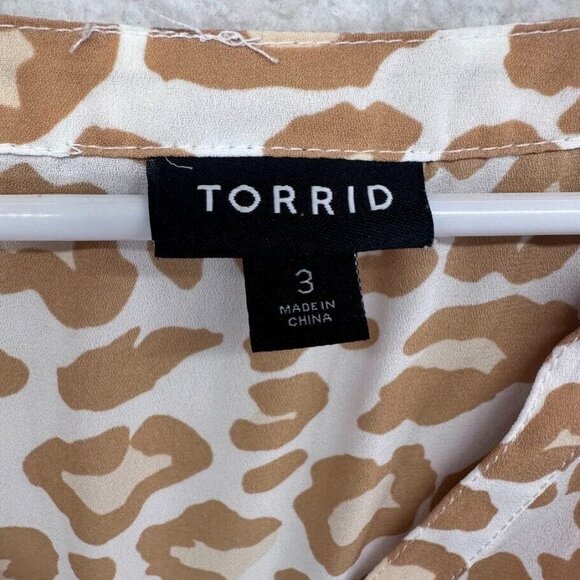 Torrid Shirt Womens 3XL Tunic Pullover Animal Print Blouse Long Sleeve Roll Tab - Picture 4 of 9